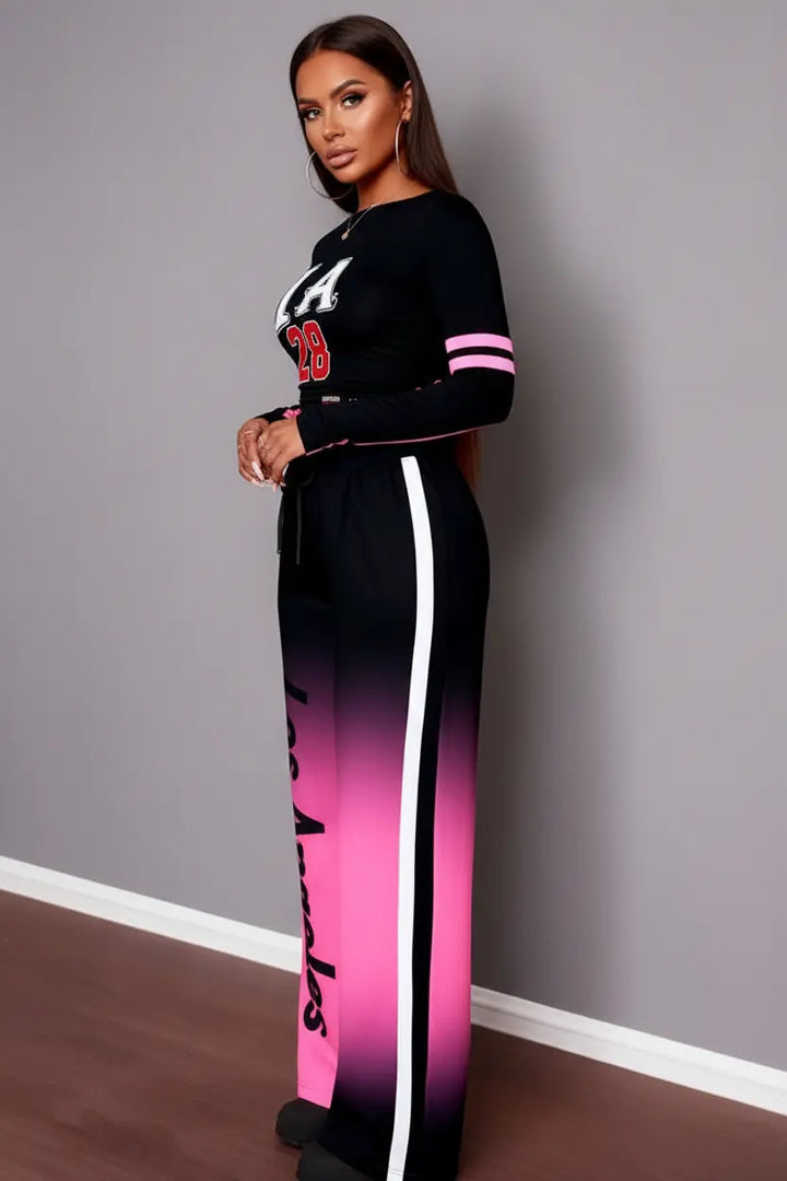 women’s wide-leg pants outfit side view flowing drape leg elongation