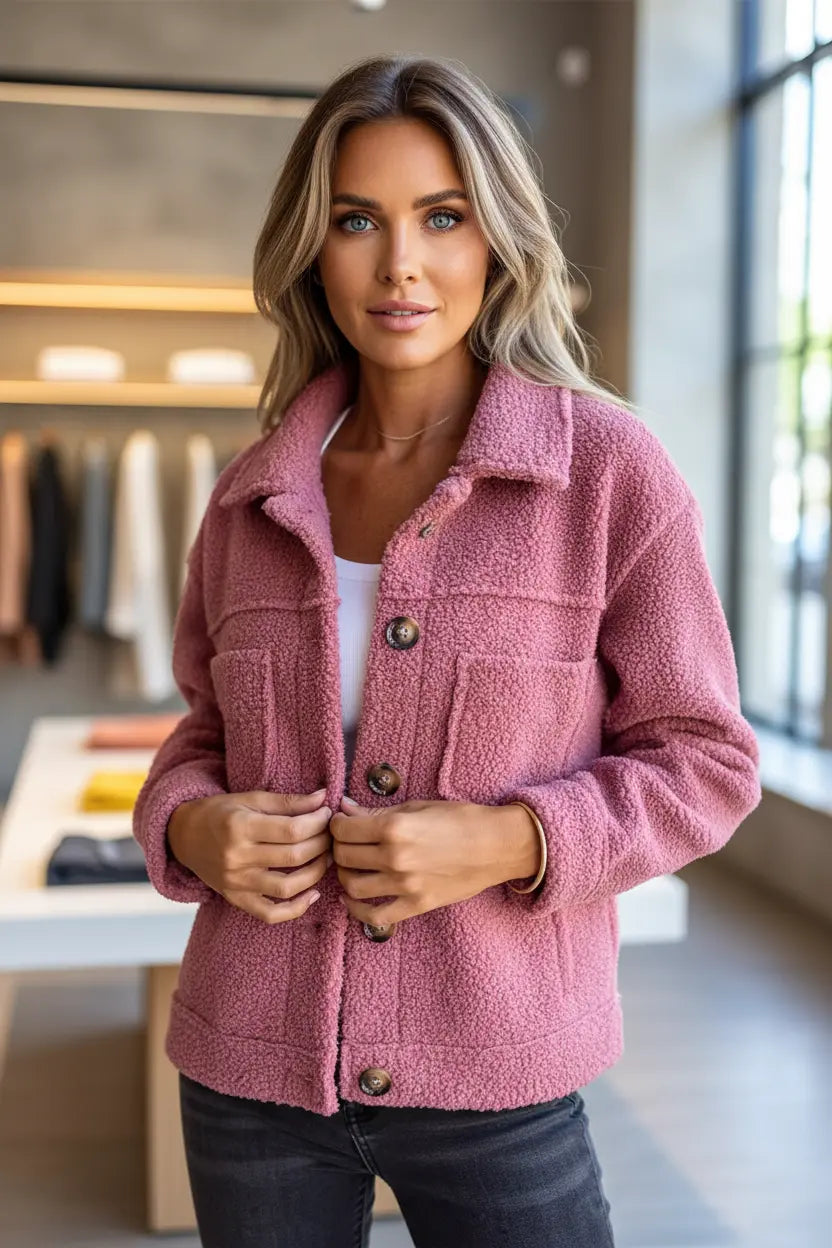 Womens Lamb Wool Coat Warm Cropped Winter Jacket Womens