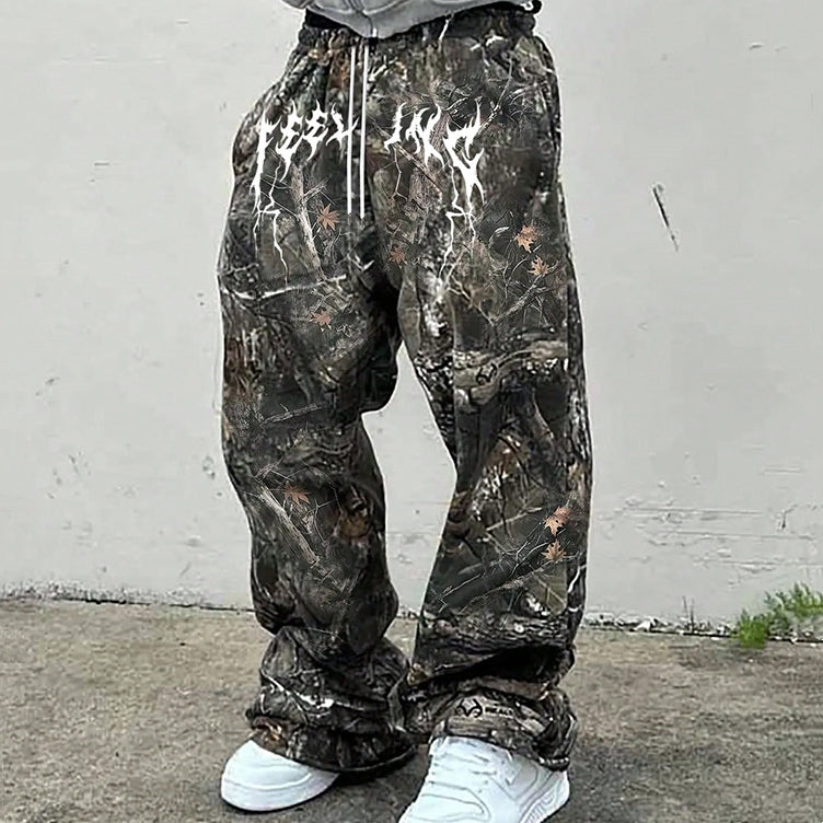 mens printed pants catalog image 1 showing slight stretch and polyester details with verified product information for review.