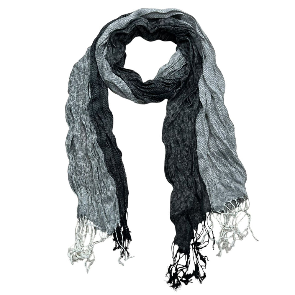 Grey Jacquard Polyester Long Scarf 71x28 Winter Wrap