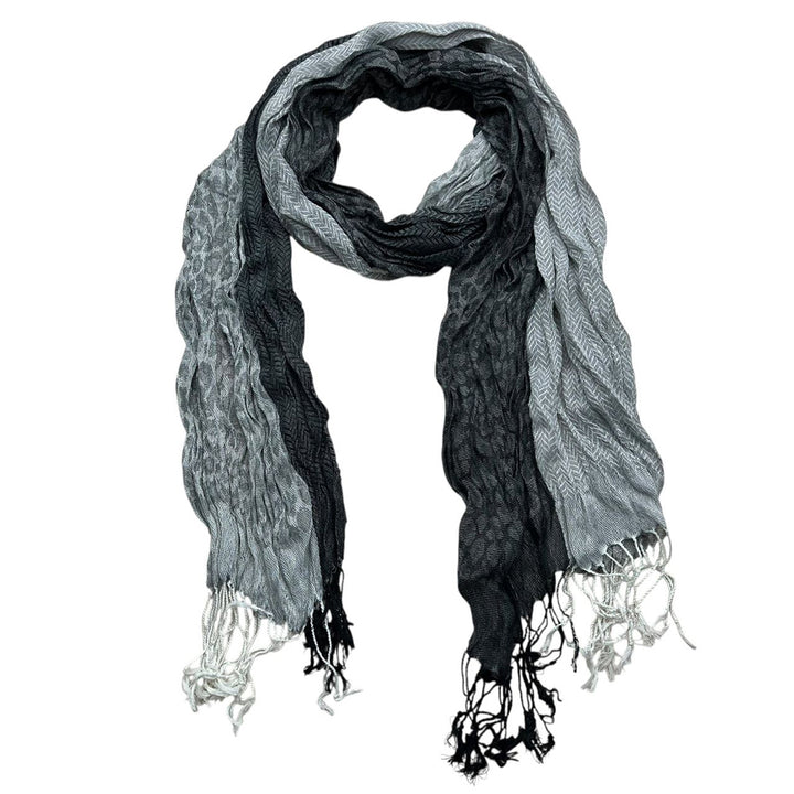 Grey Jacquard Polyester Long Scarf 71x28 Winter Wrap
