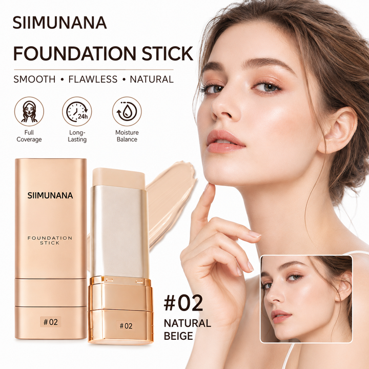 Long lasting foundation stick for natural-looking face definition