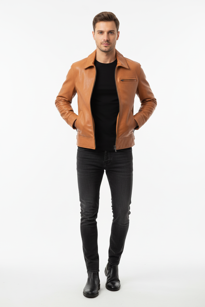 Turned collar detail on men&