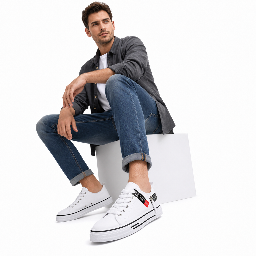 Men's Canvas Skate Sneakers - Casual Street Shoes Daily