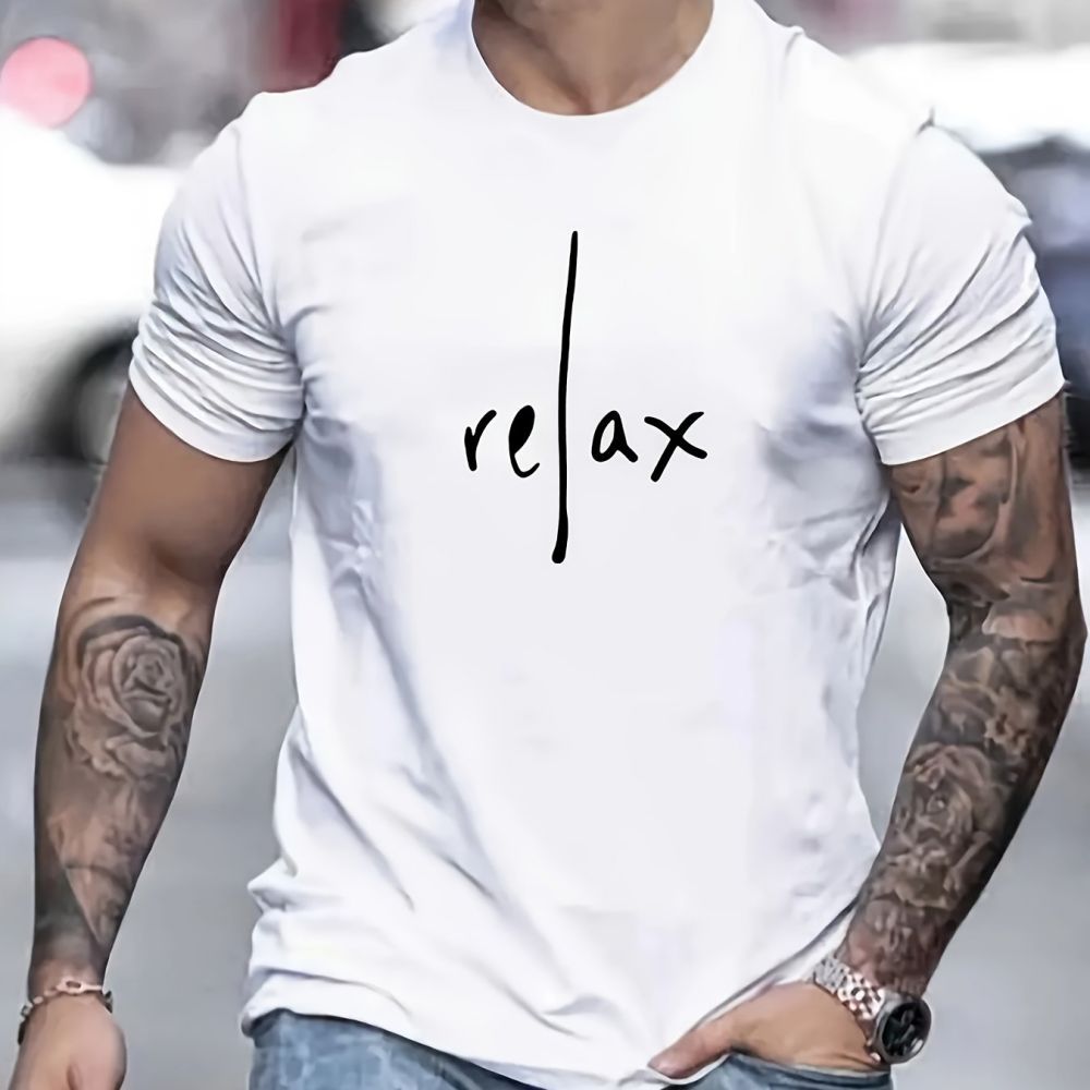 Person wearing a white t-shirt with &