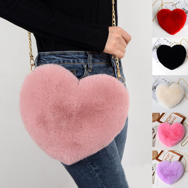 fluffy heart purse women romantic valentine fashion bag