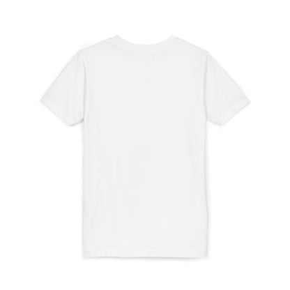 Back view of plain white youth cotton T-shirt