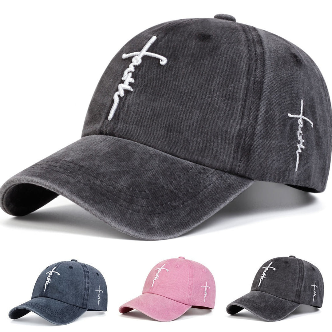 Cross baseball cap available in black, navy blue, and pink, shown in a shopping view for simple design and detail comparison.