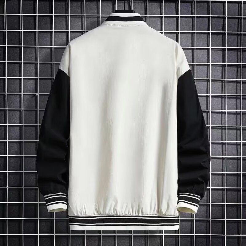men's baseball jacket creamy-white version minimal street aesthetic