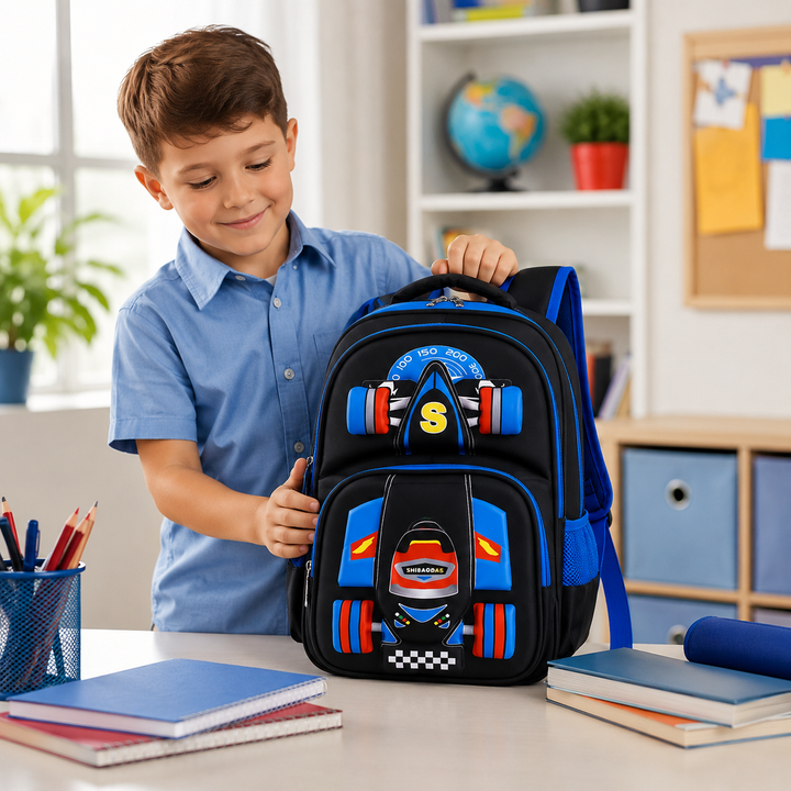 Trolley for Backpack Boys 3D Car School Bag With Wheels