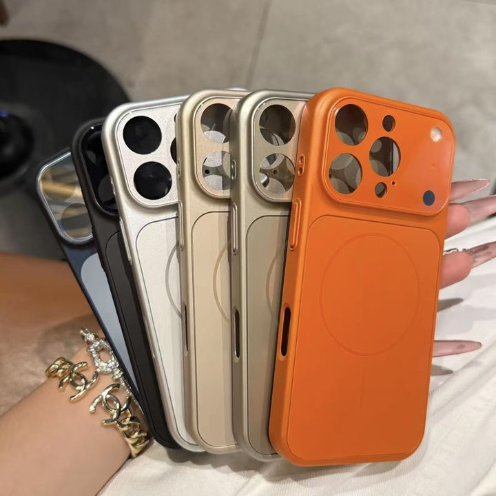 shockproof magnetic iphone case matte nano glass with camera protection
