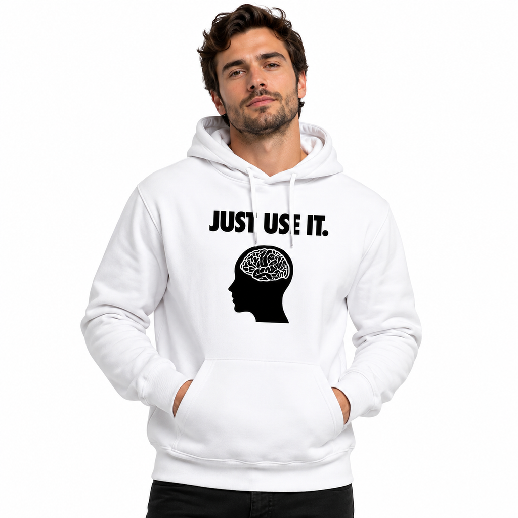 Graphic Hoodie for Men - White Thick Loose Fit Pullover