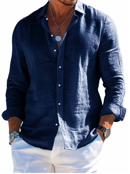 Men's Long Sleeve Shirts - Clean lapel look, beach