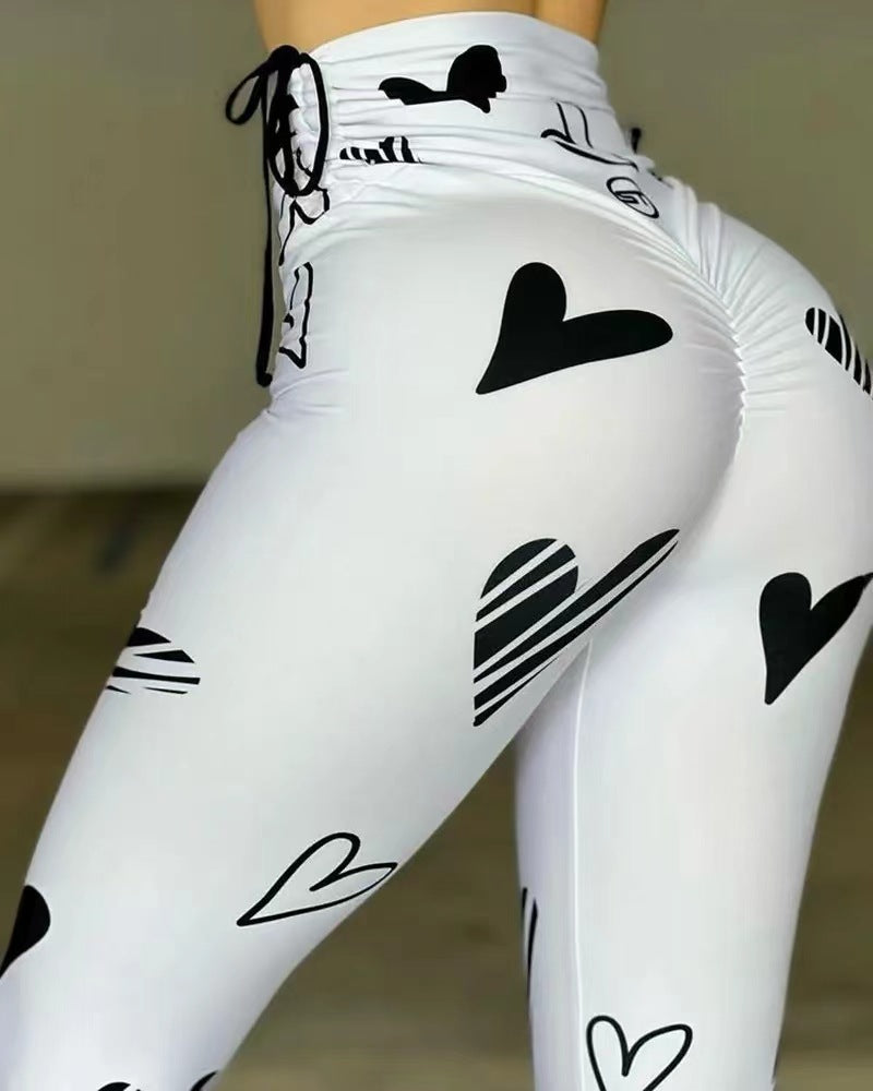 heart print yoga leggings activewear movement stretch test