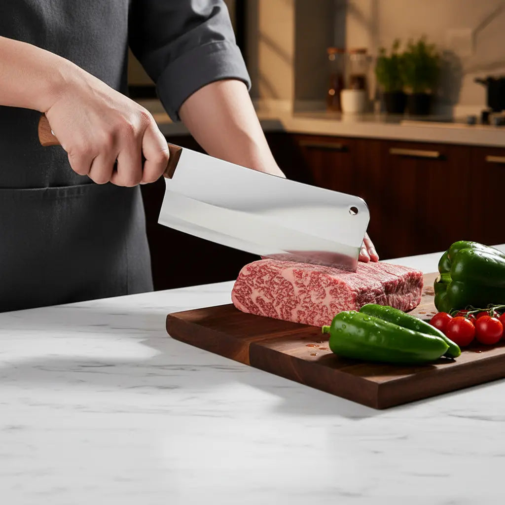 modern kitchen knife stainless steel design displayed in minimalist cooking space