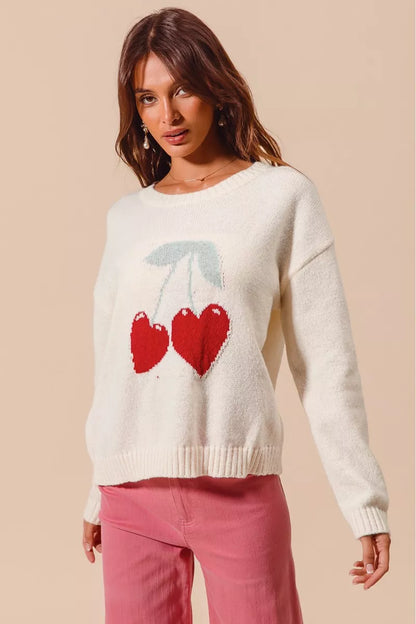 Heart cherry sweater aesthetic flat lay fashion composition