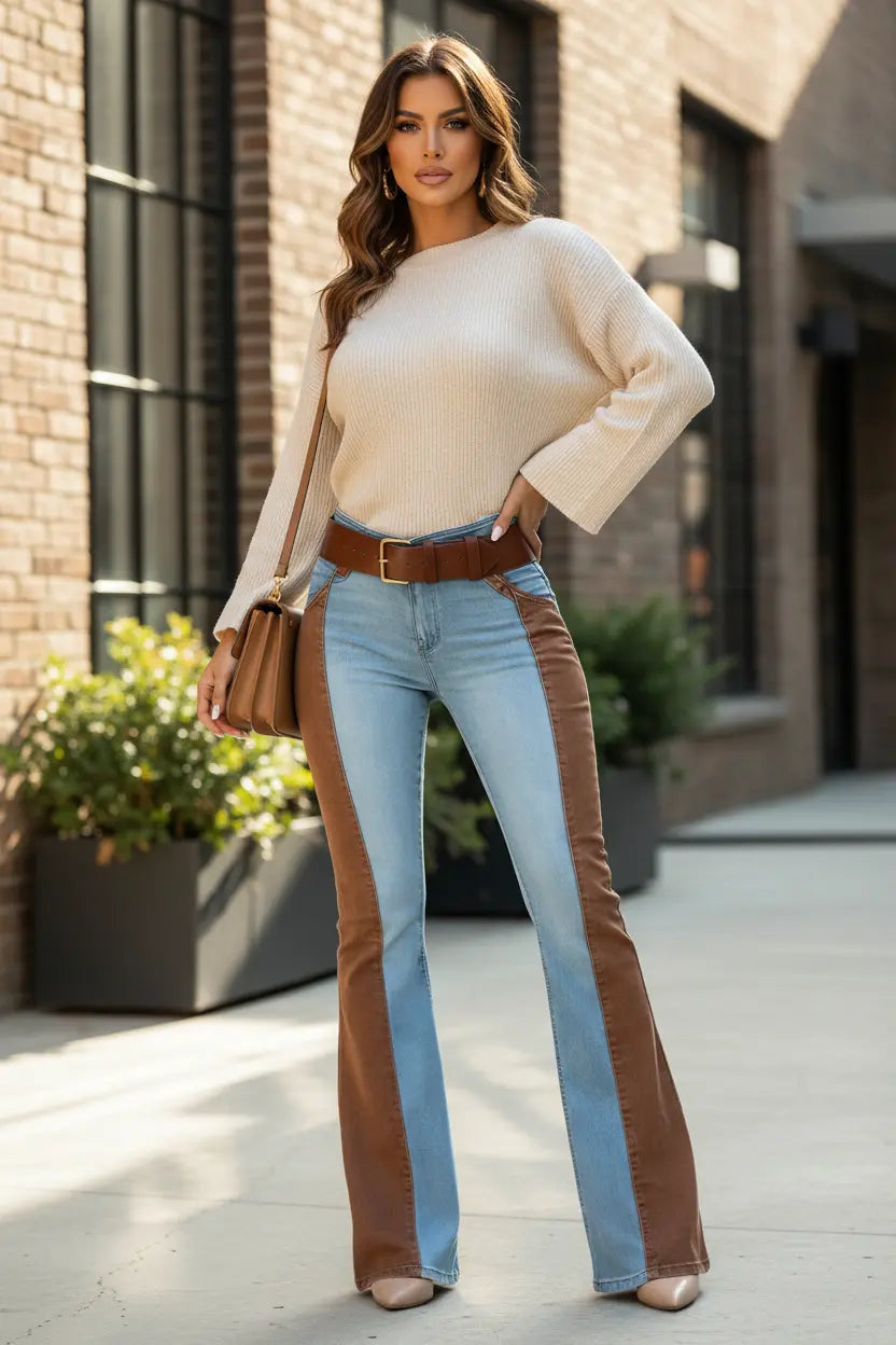 American retro jeans women flared leg opening elongating proportions