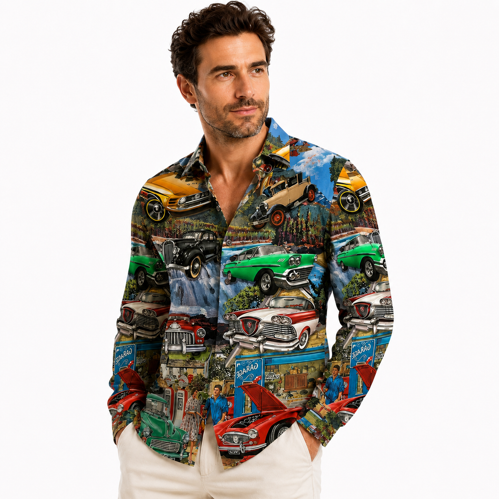Hawaiian Long Sleeve Shirt for Men XS-5XL