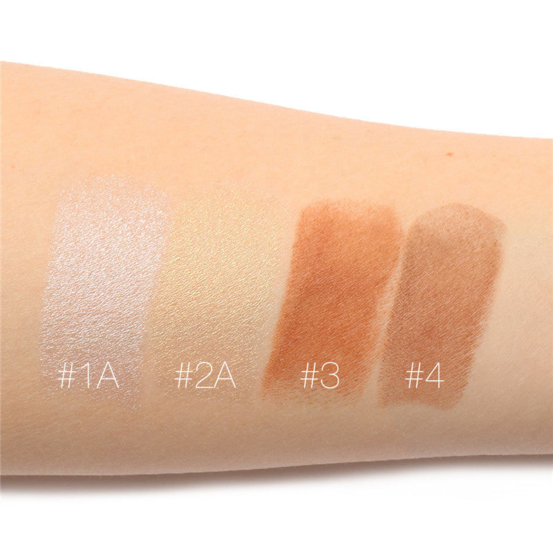 Four lip color swatches on a person&