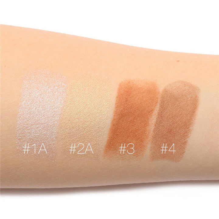 Four lip color swatches on a person&