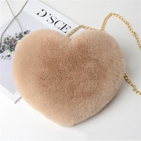 women heart shaped plush handbag party style purse