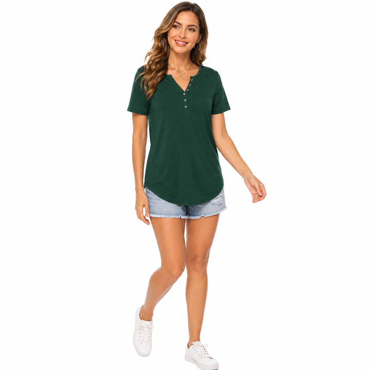 Women tunic blouse with V neck for comfortable spring and summer outfits