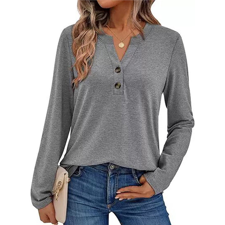 Women long sleeve pullover blouse with easy relaxed fit and versatile look for spring and autumn styling