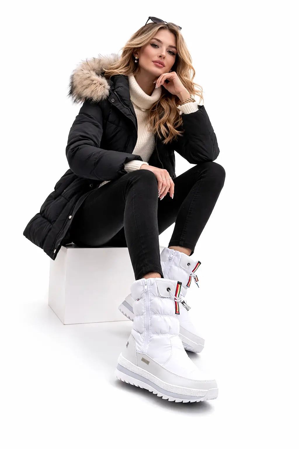 Women's Winter Waterproof Mid Calf Boots Plus Velvet EVA