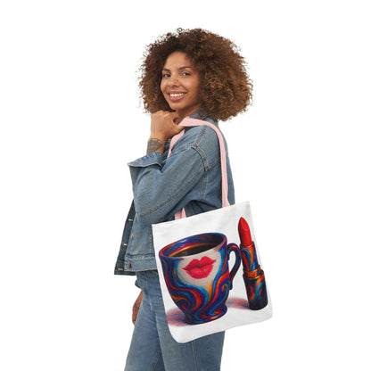 Canvas Tote Bag with 5-Color Straps & Sleek Black Lining