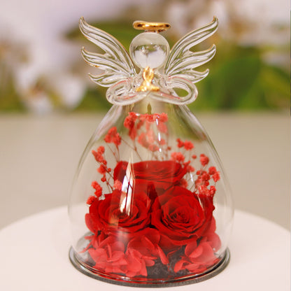 Eternal Flower Gift Box- Angel Glass Dome Rose Keepsake