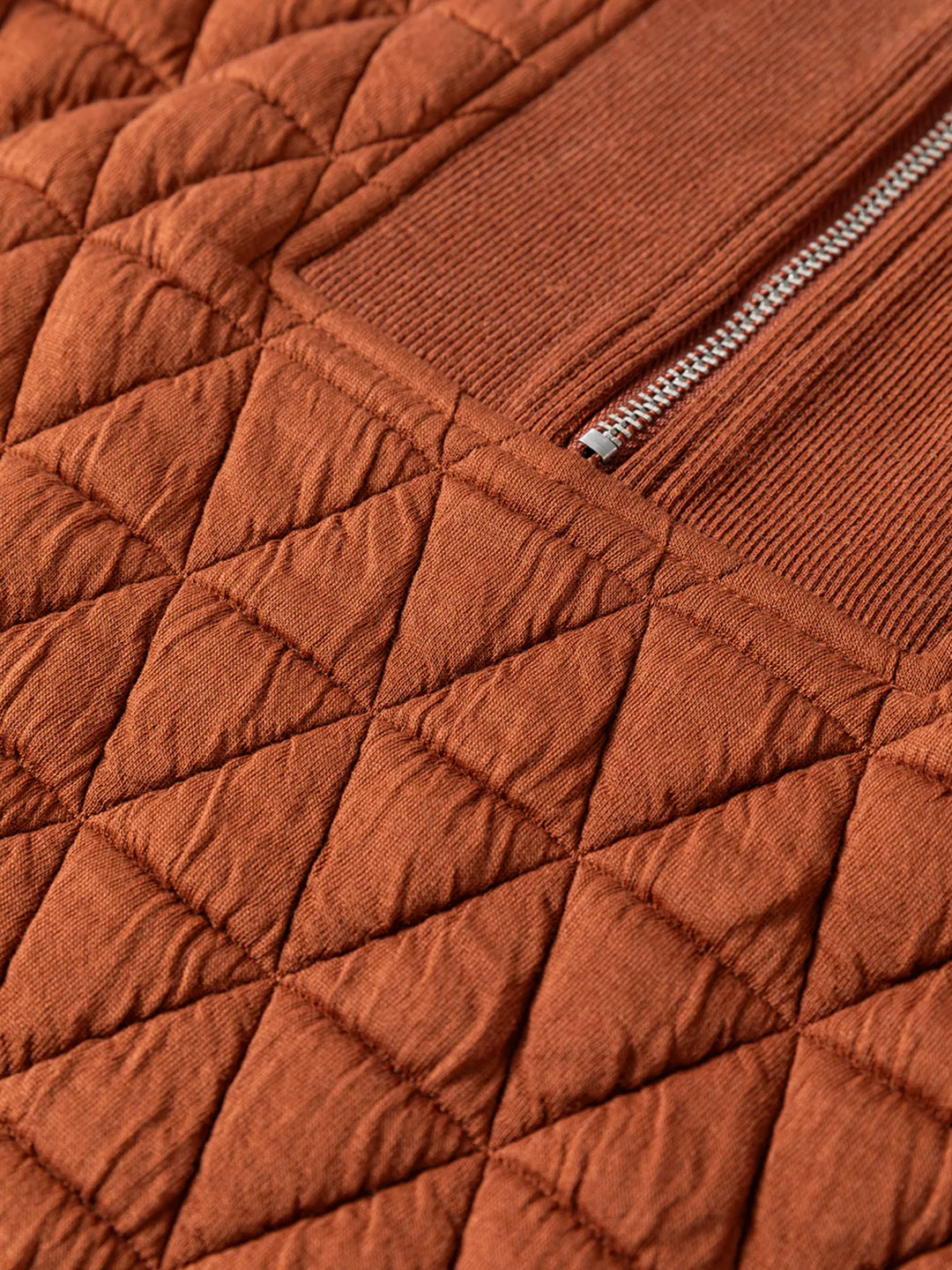  Folded stack geometric quilted half-zip sweatshirts in all colors soft fabric texture