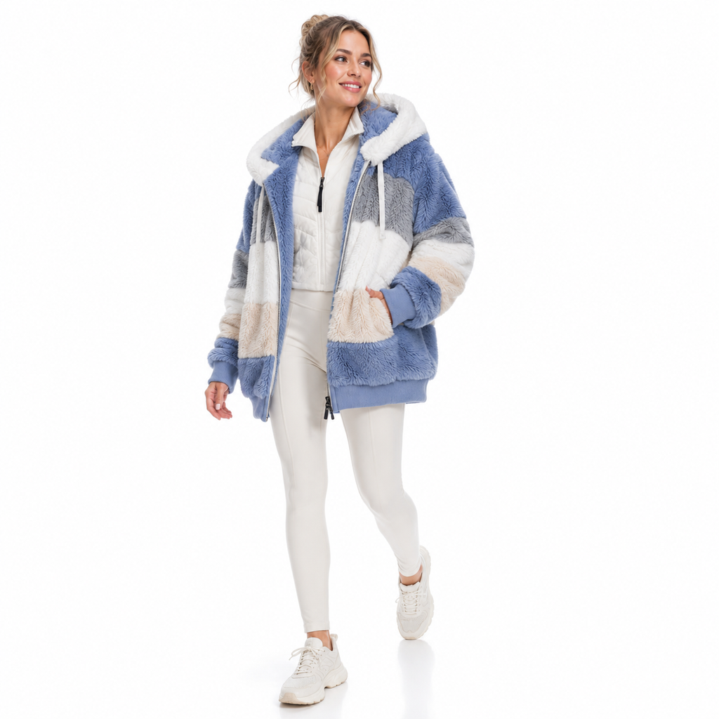 Women's Zip Up Hoodies Plus Size Fuzzy Hooded Outerwear