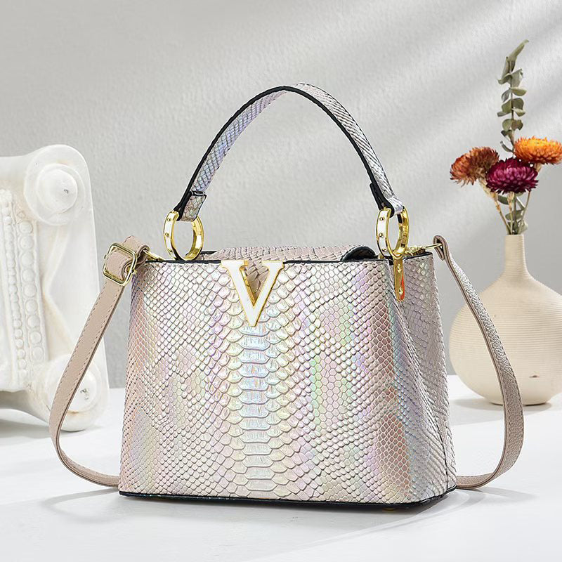 Crossbody Bag in PU with Top Handle and Textured Finish