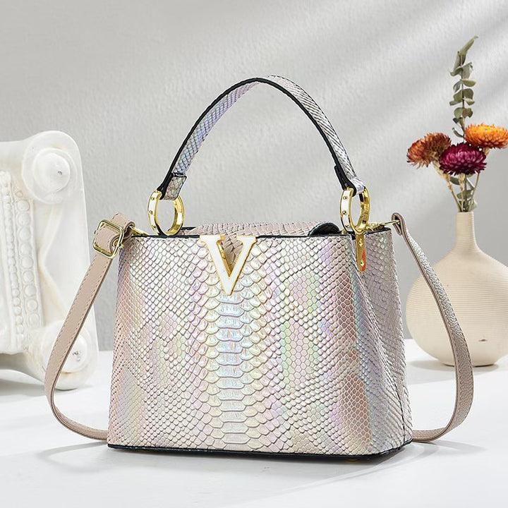 Crossbody Bag in PU with Top Handle and Textured Finish