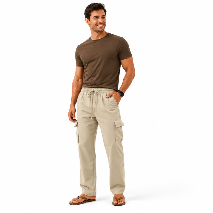 Cotton Linen Pants Teen Drawstring Straight Leg Pants S