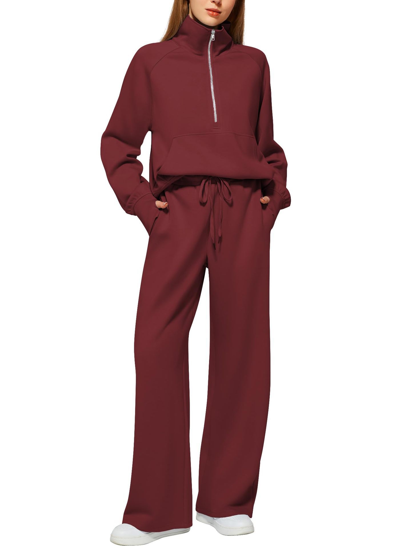 minimalist tracksuit women full outfit relaxed proportions indoor styling