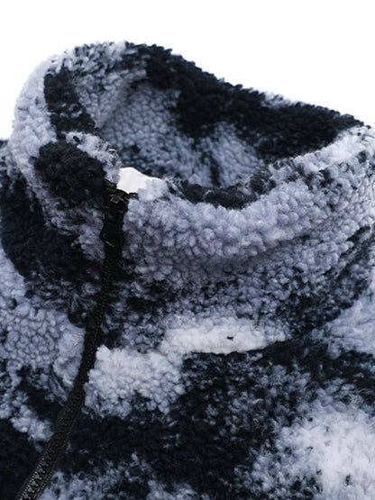 Men's plus size fleece jacket folded showing soft anti-pilling interior fleece texture