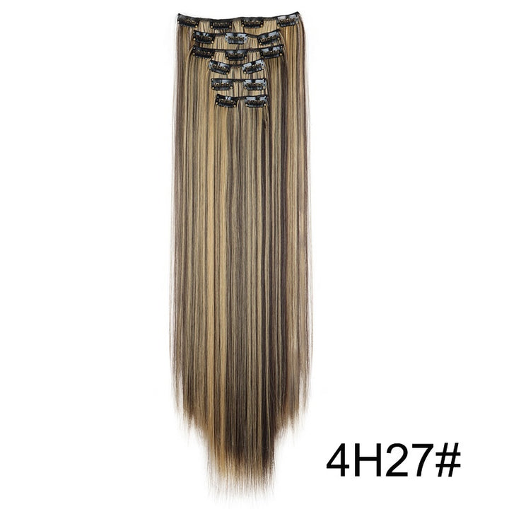 Long Straight Hair Extensions Seamless 60cm Clip In Set
