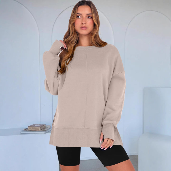 round neck pullover women balanced loose cut