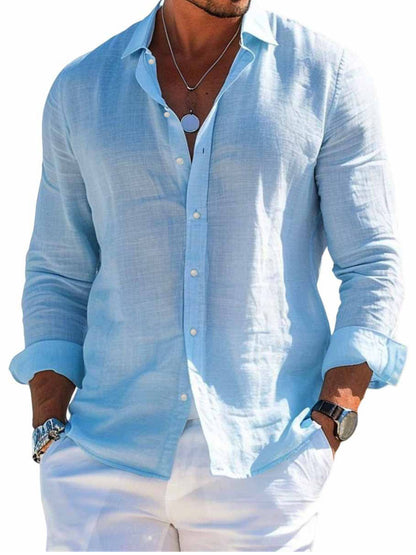 Men's Long Sleeve Shirts - Clean lapel look, beach