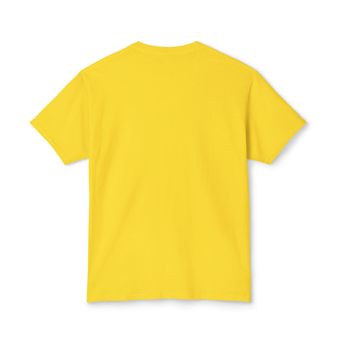 Back view of yellow unisex cotton t-shirt