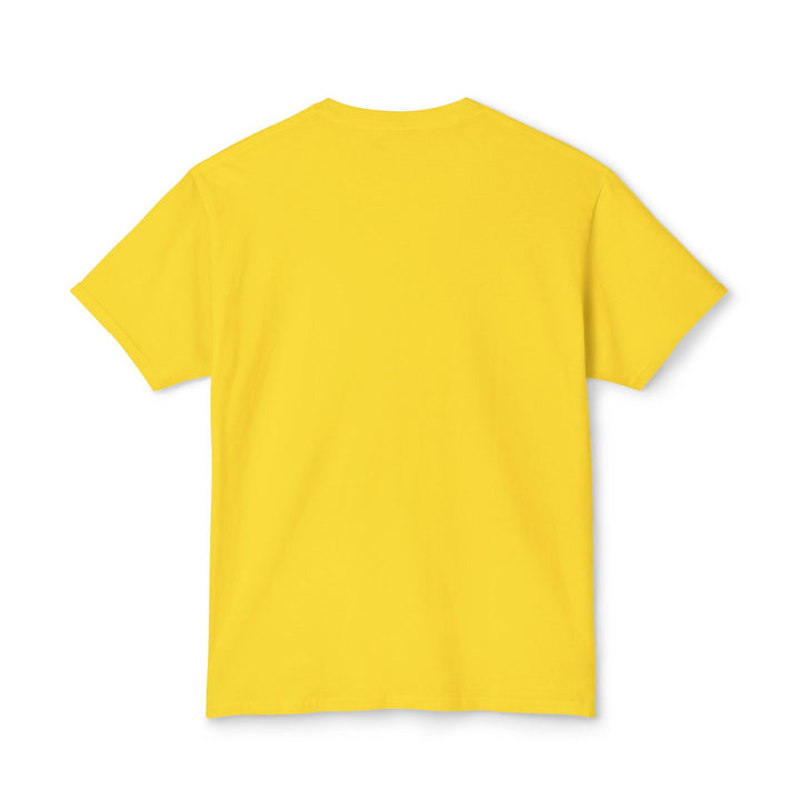 Back view of yellow unisex cotton t-shirt