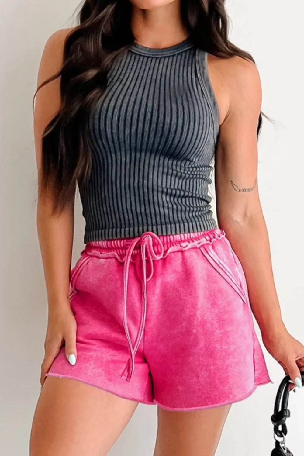 summer cotton shorts for women side view easy-fit waistband and short length for beach walks and errands
