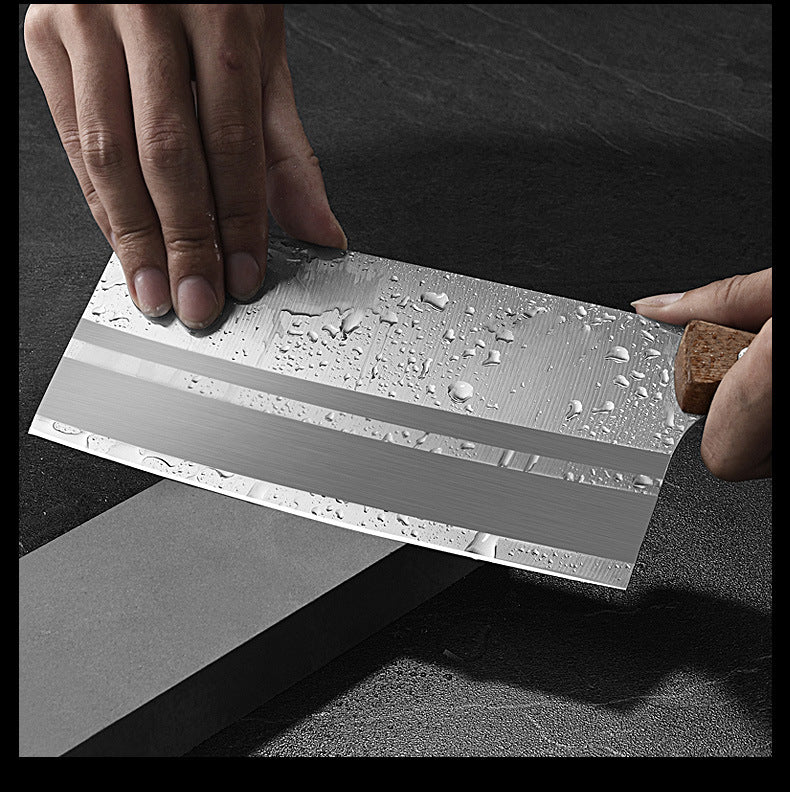 stainless steel kitchen knife sharp edge detail emphasizing precision cutting