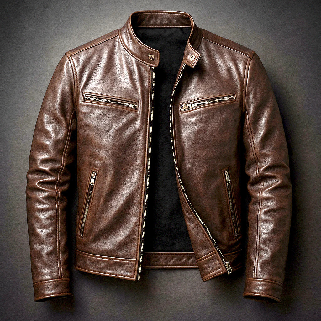 Men's PU Leather Motorcycle Jacket - Refined Urban Edge