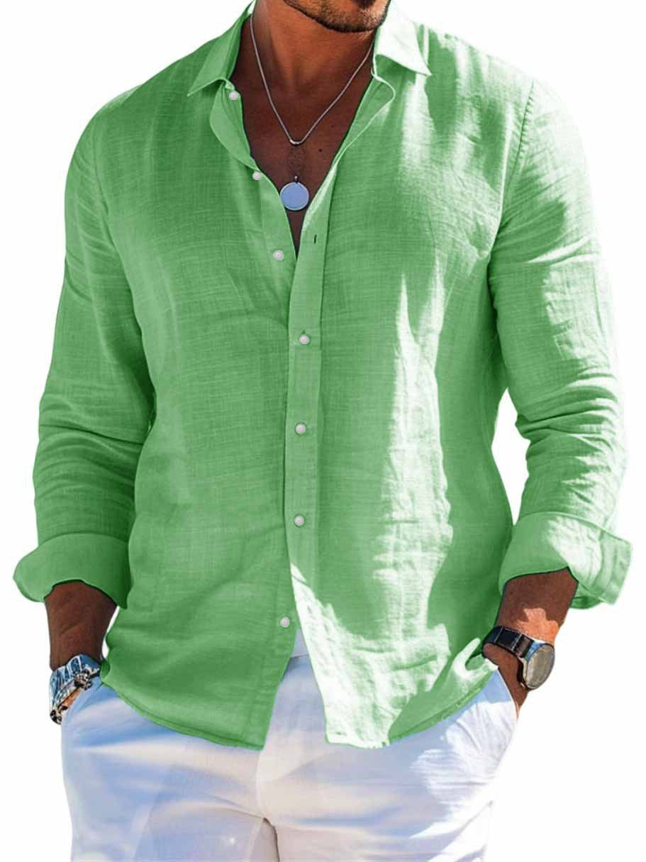Men's Long Sleeve Shirts - Clean lapel look, beach