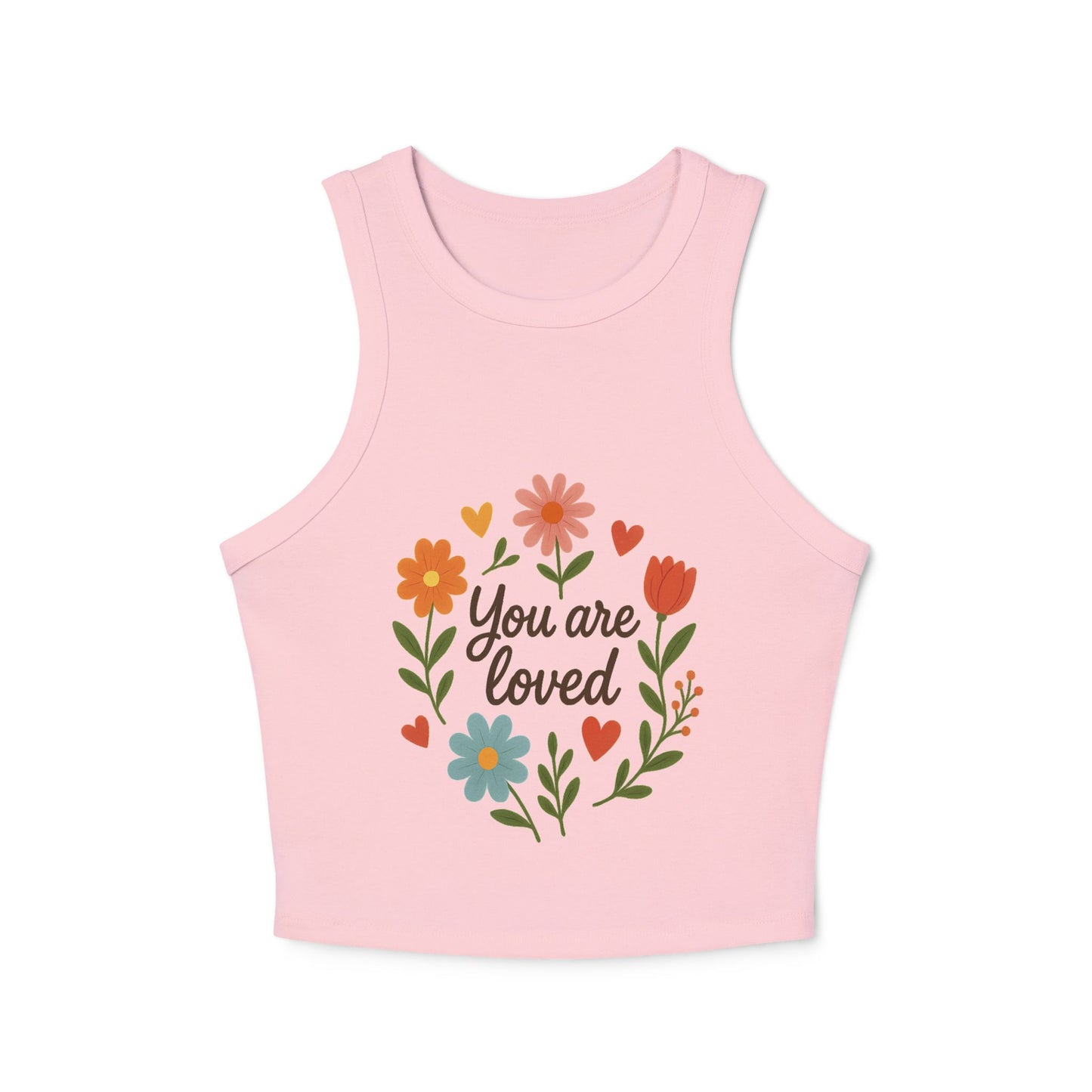 Women's Floral Quote Racer Tank – Ribbed Summer Fit