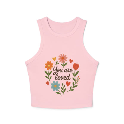 Women's Floral Quote Racer Tank – Ribbed Summer Fit