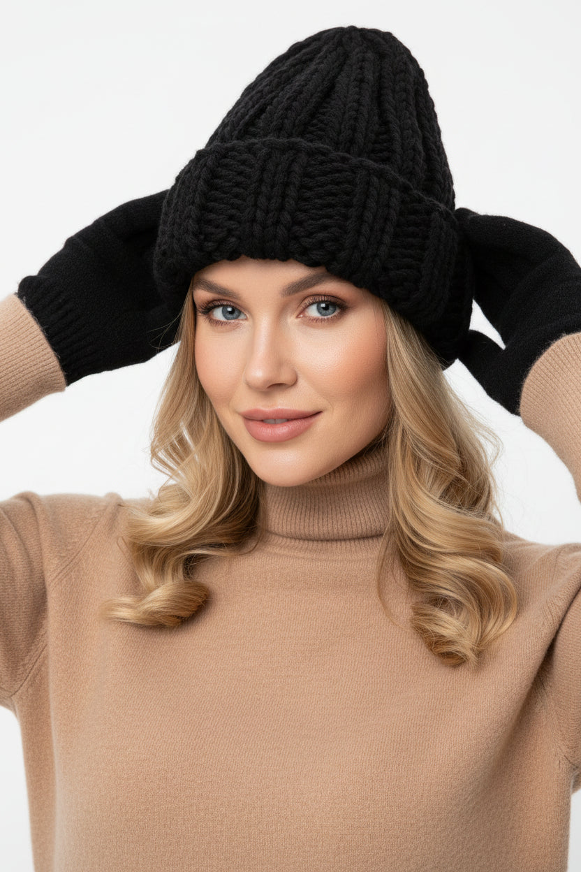 women knit winter hat earmuff design cold protection outdoor winter use