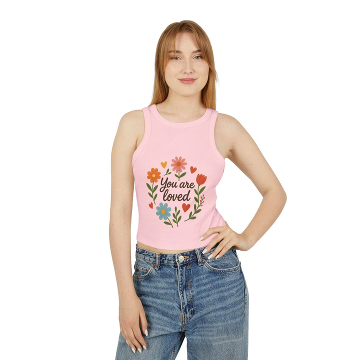 Women's Floral Quote Racer Tank – Ribbed Summer Fit